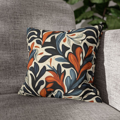 Abstract Floral Throw Pillowcase — Navy, Rust & Cream Decorative Pillow Cover