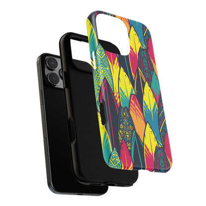Colorful Surfboard Pattern Tough Phone Case — Tropical Beach Vibe