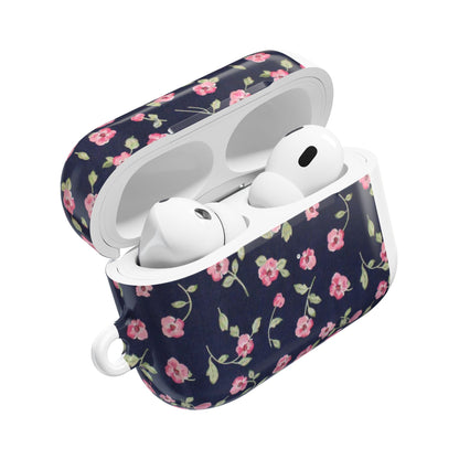 Floral Navy Pink Blossoms AirPod Case — Cute Protective Wireless Earbud Cover