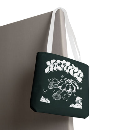 Nature Flower Tote Bag — Retro Smiling Daisy Graphic Tote