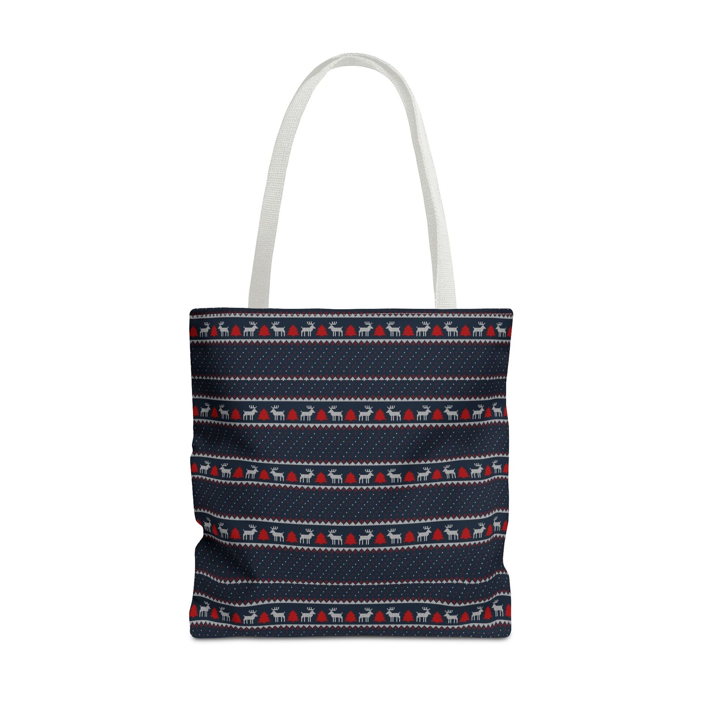 Holiday Reindeer Stripe Tote Bag — Festive Christmas Pattern Tote