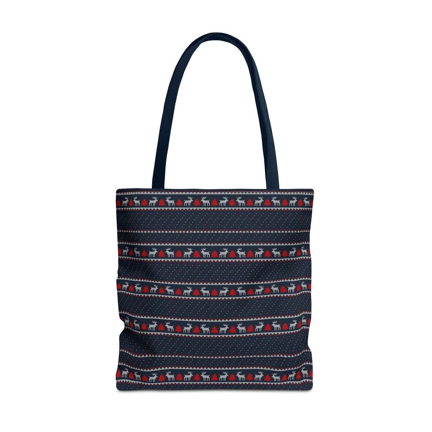 Holiday Reindeer Stripe Tote Bag — Festive Christmas Pattern Tote
