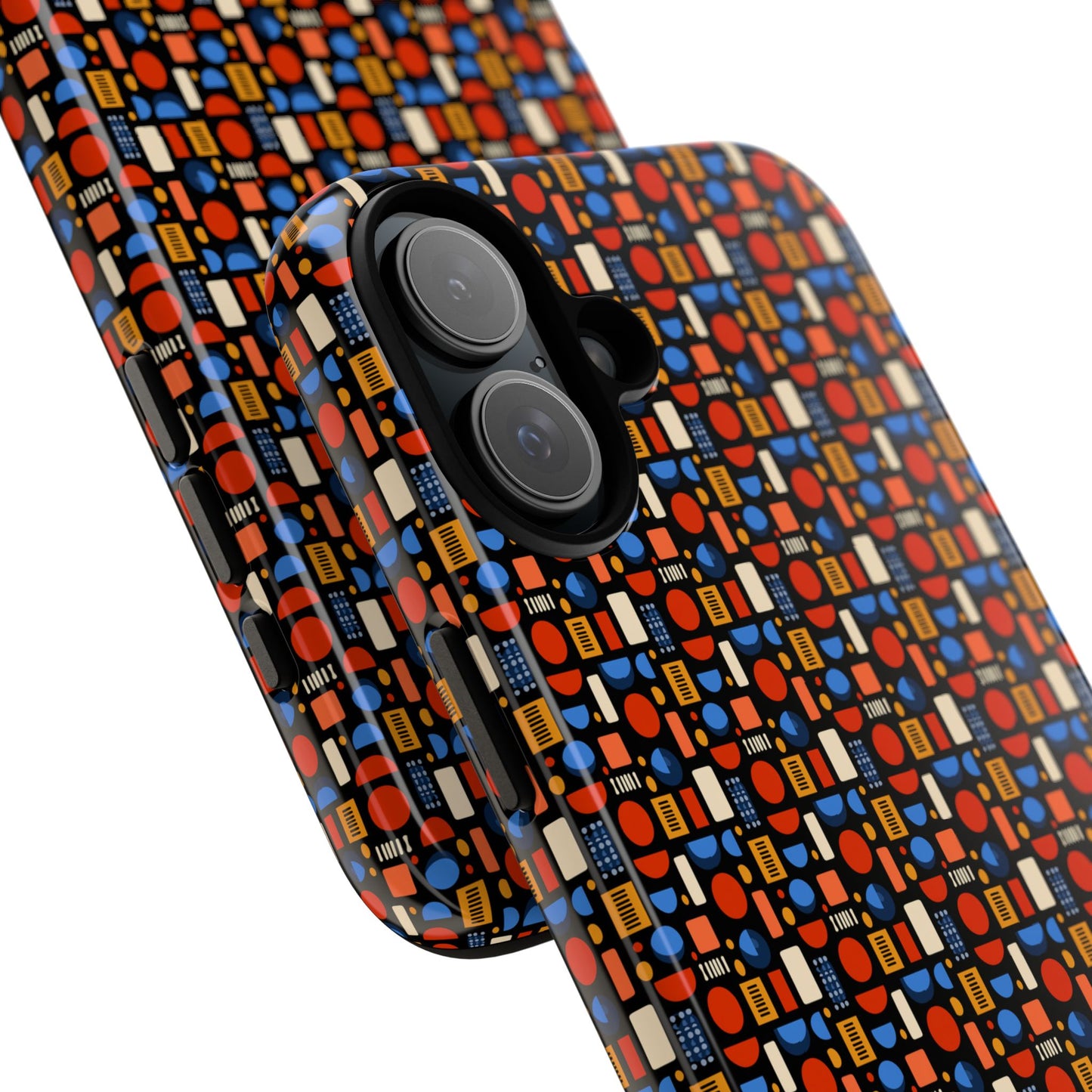 Geometric Retro Mosaic Tough Phone Case — Durable Colorful Protective Cover