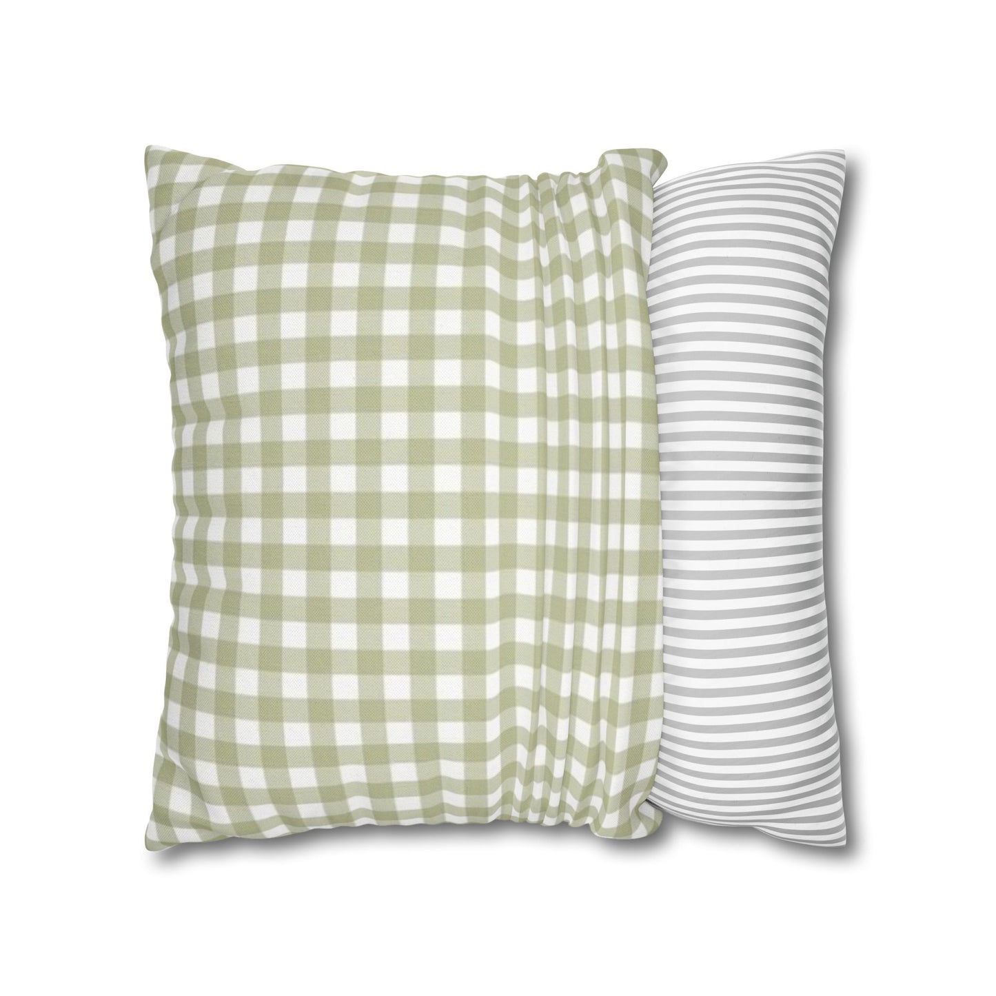 Christmas Throw Pillowcase — "’Tis the Season" Green Gingham with Red Bow