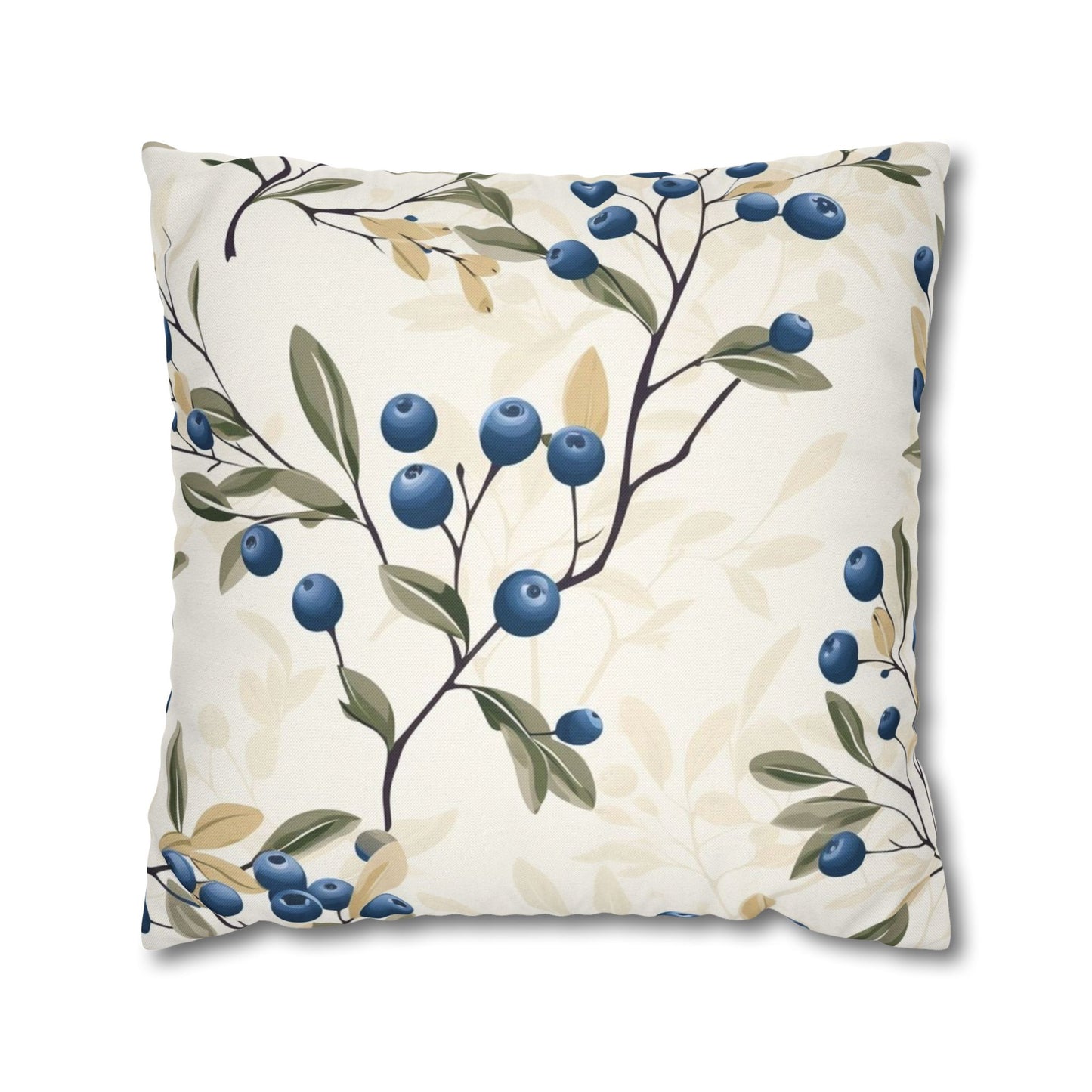 Blueberry Branch Decorative Pillowcase — Floral Throw Pillow Cover