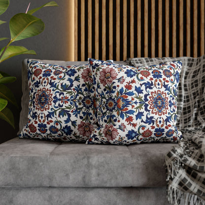 Floral Medina Decorative Pillowcase — Blue & Rust Turkish Tile Pattern