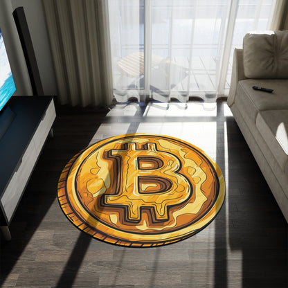 Bitcoin Coin Round Rug — Crypto Floor Mat for Gamers & Traders
