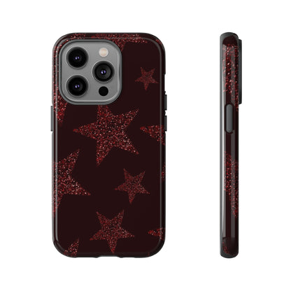 Glitter Red Star Tough Case — Shockproof iPhone Protective Cover