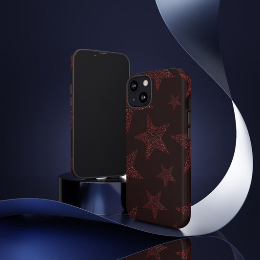 Glitter Red Star Tough Case — Shockproof iPhone Protective Cover