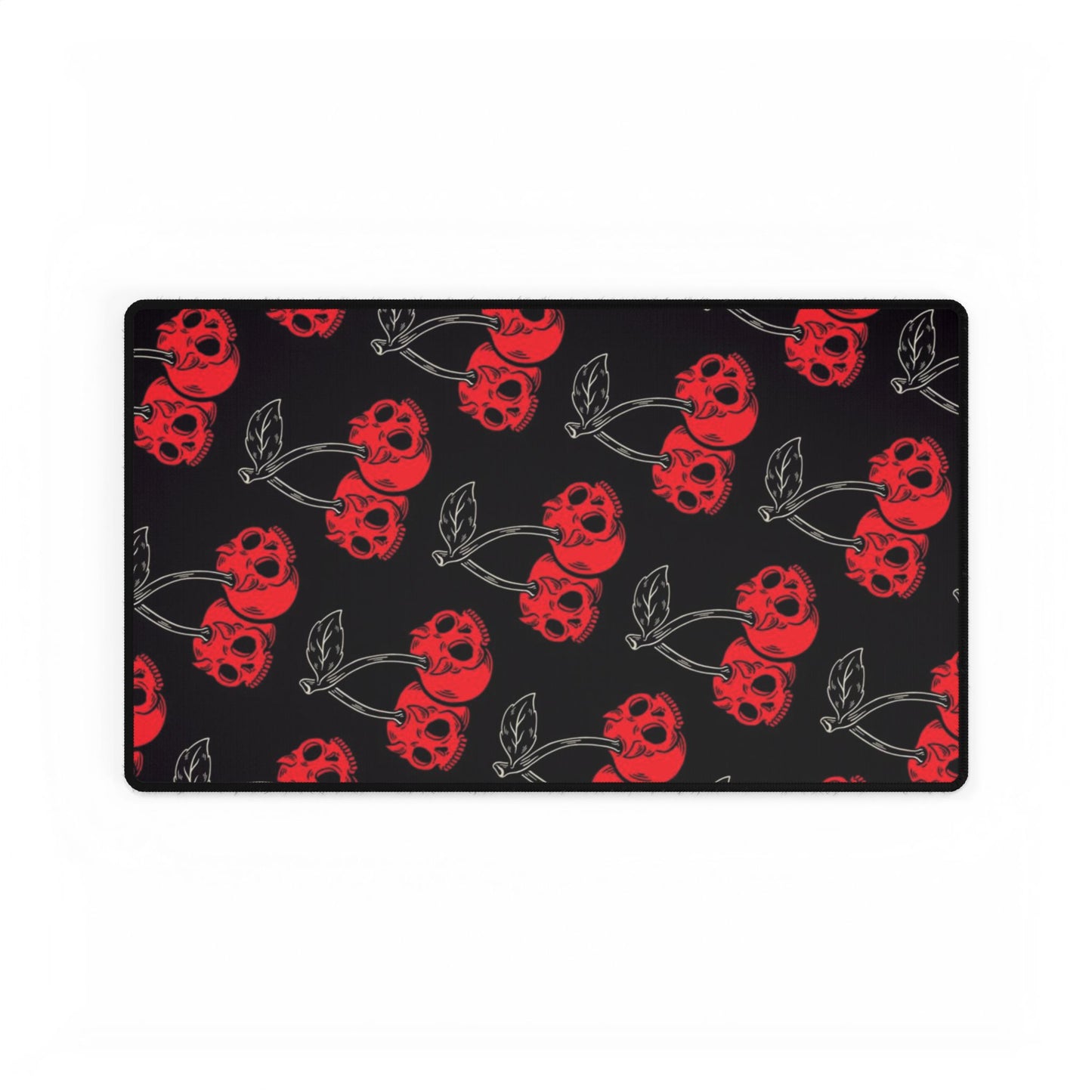 Cherry Skull Desk Mat — Gothic Red Cherry Pattern Mouse Pad