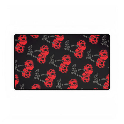Cherry Skull Desk Mat — Gothic Red Cherry Pattern Mouse Pad