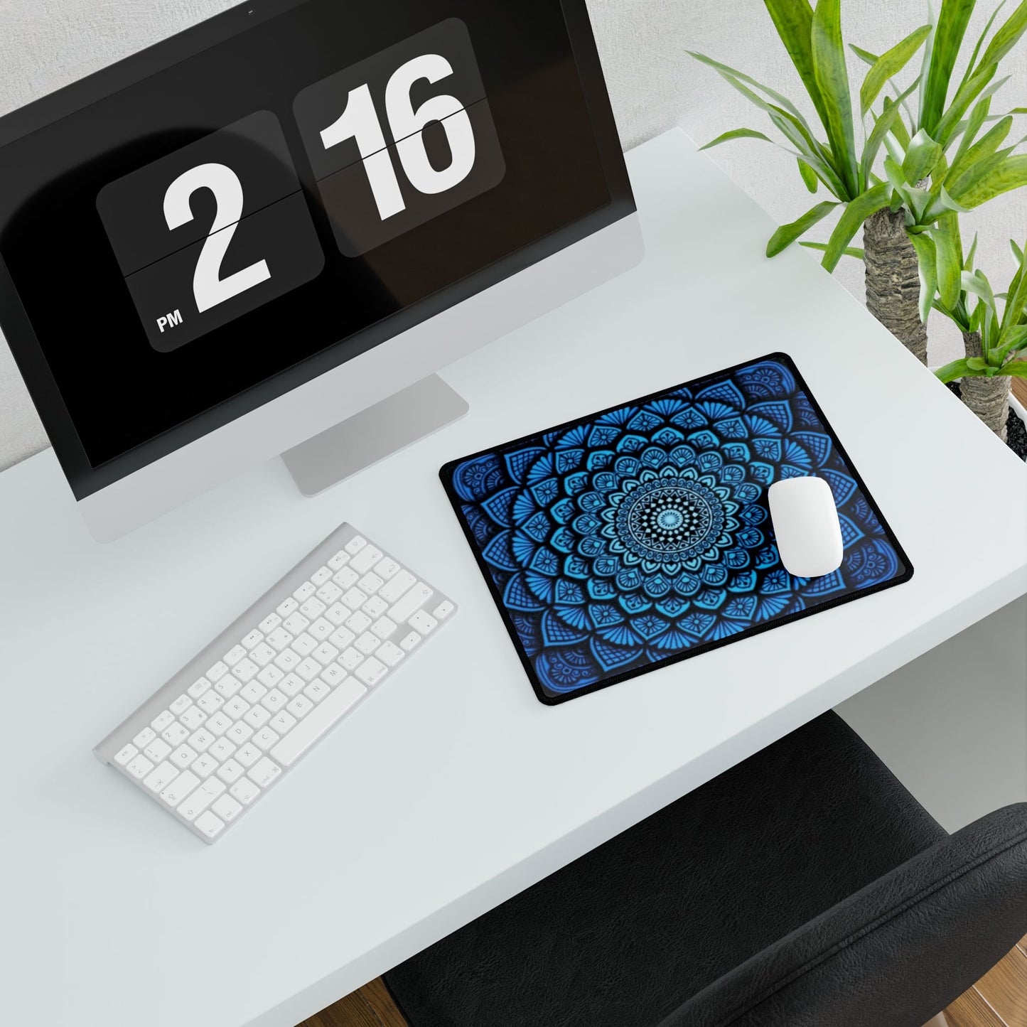 Blue Mandala Desk Mat — Large Yoga-Inspired Gaming Mouse Pad