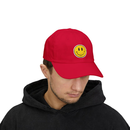 Smiley Face Dad Cap - Embroidered Yellow Smile Baseball Hat