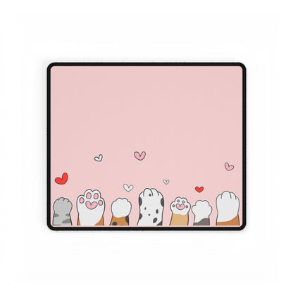 Cute Cat Paws Desk Mat — Pink Heart Gaming & Office Mouse Pad