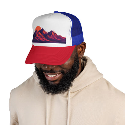 Mountain Sunset Trucker Cap — Retro Peaks Mesh Hat