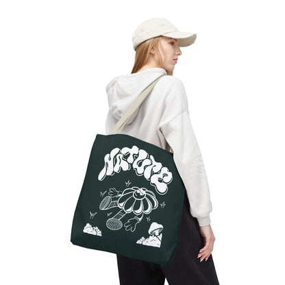 Nature Flower Tote Bag — Retro Smiling Daisy Graphic Tote