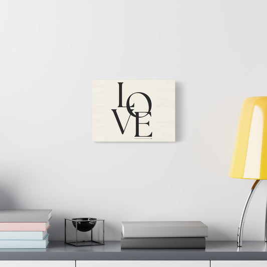 LOVE Typography Matte Canvas Wall Art — Minimal Black & White Stretched Canvas