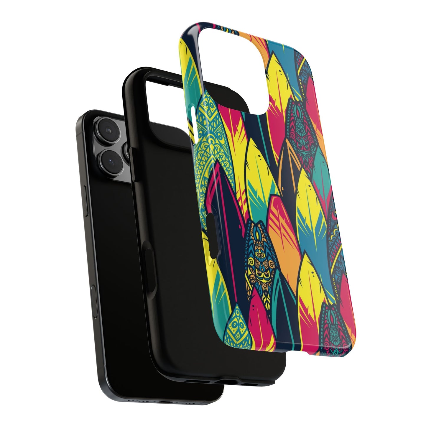 Colorful Surfboard Pattern Tough Phone Case — Tropical Beach Vibe