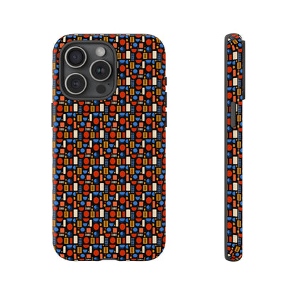 Geometric Retro Mosaic Tough Phone Case — Durable Colorful Protective Cover