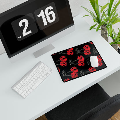 Cherry Skull Desk Mat — Gothic Red Cherry Pattern Mouse Pad