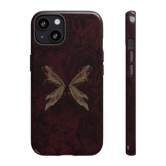 Butterfly Wing Tough Phone Case — Dark Maroon Protective iPhone Cover