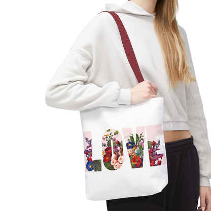 Floral 'LOVE' Print Tote Bag — Botanical Garden Canvas Tote