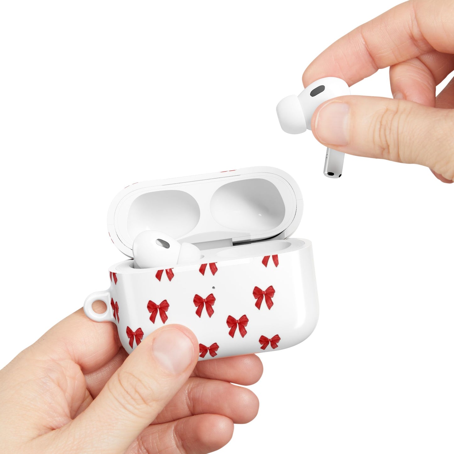 Red Bow Pattern AirPod Case — Cute Holiday Gift Cover