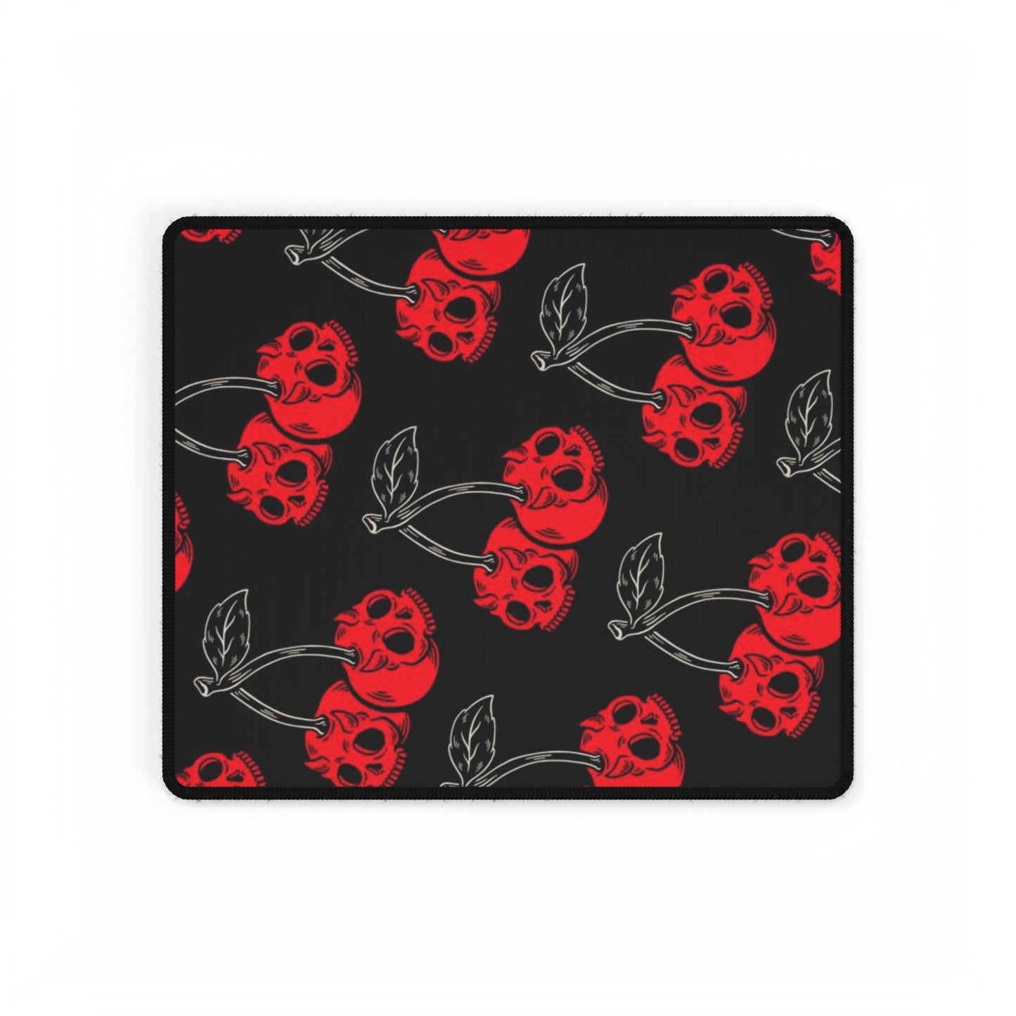 Cherry Skull Desk Mat — Gothic Red Cherry Pattern Mouse Pad