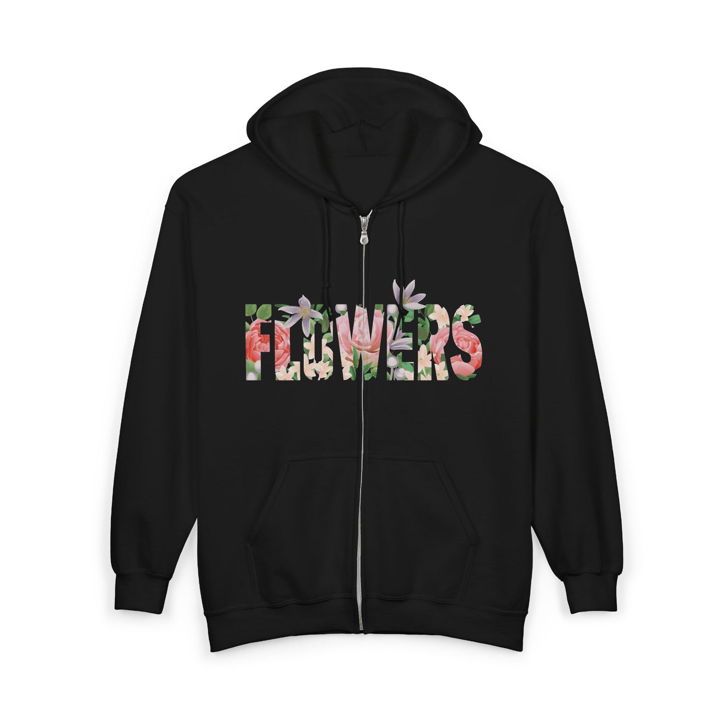 Flowers Zip Hoodie — Floral Graphic Full-Zip Sweatshirt