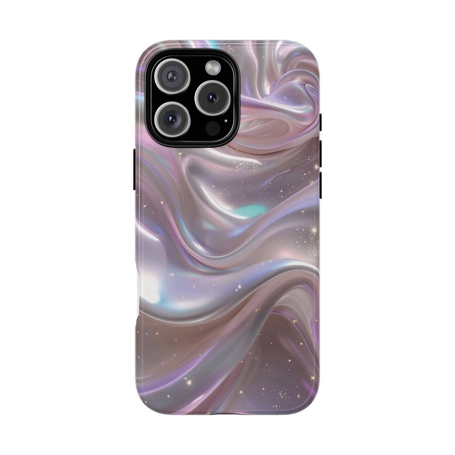 Iridescent Marble Tough Phone Case — Shimmery Swirl Protective Cover
