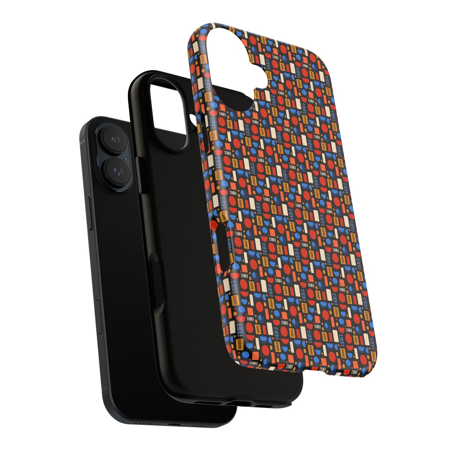 Geometric Retro Mosaic Tough Phone Case — Durable Colorful Protective Cover