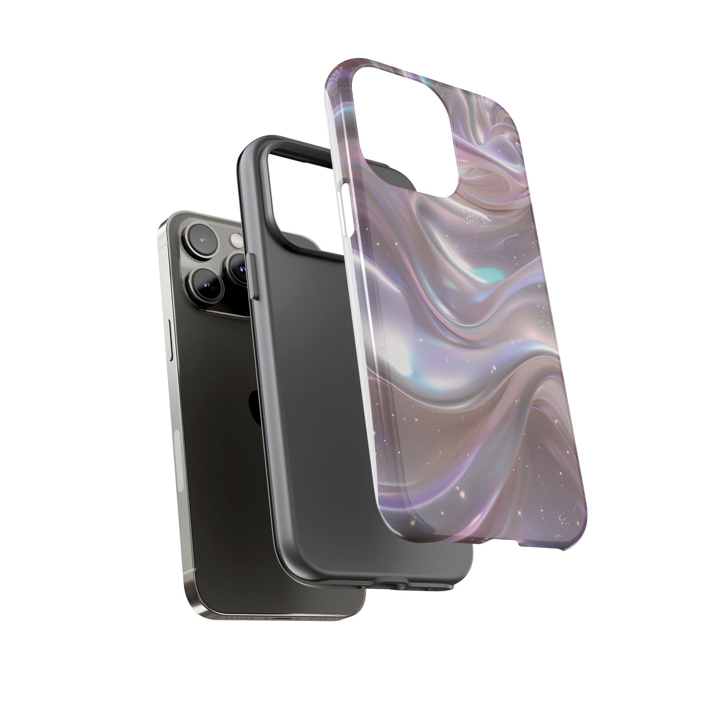 Iridescent Marble Tough Phone Case — Shimmery Swirl Protective Cover