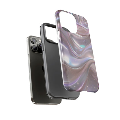 Iridescent Marble Tough Phone Case — Shimmery Swirl Protective Cover
