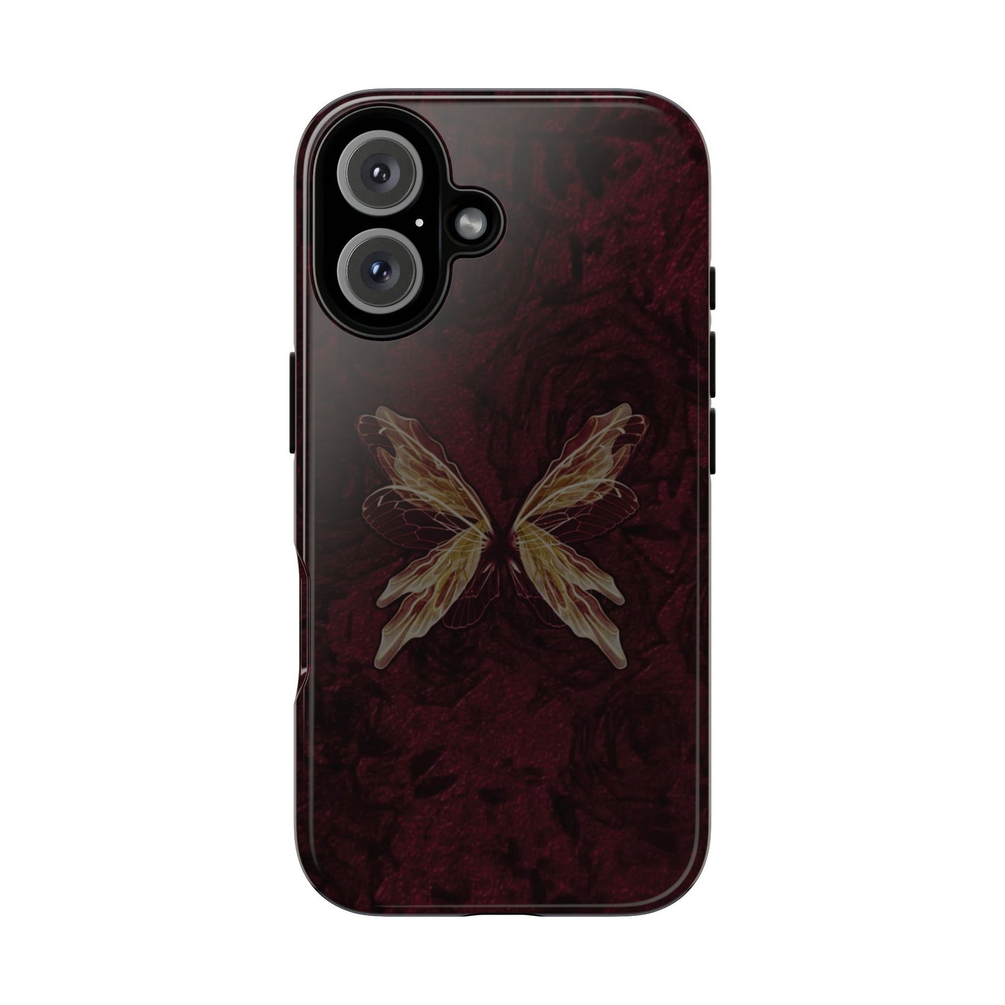Butterfly Wing Tough Phone Case — Dark Maroon Protective iPhone Cover