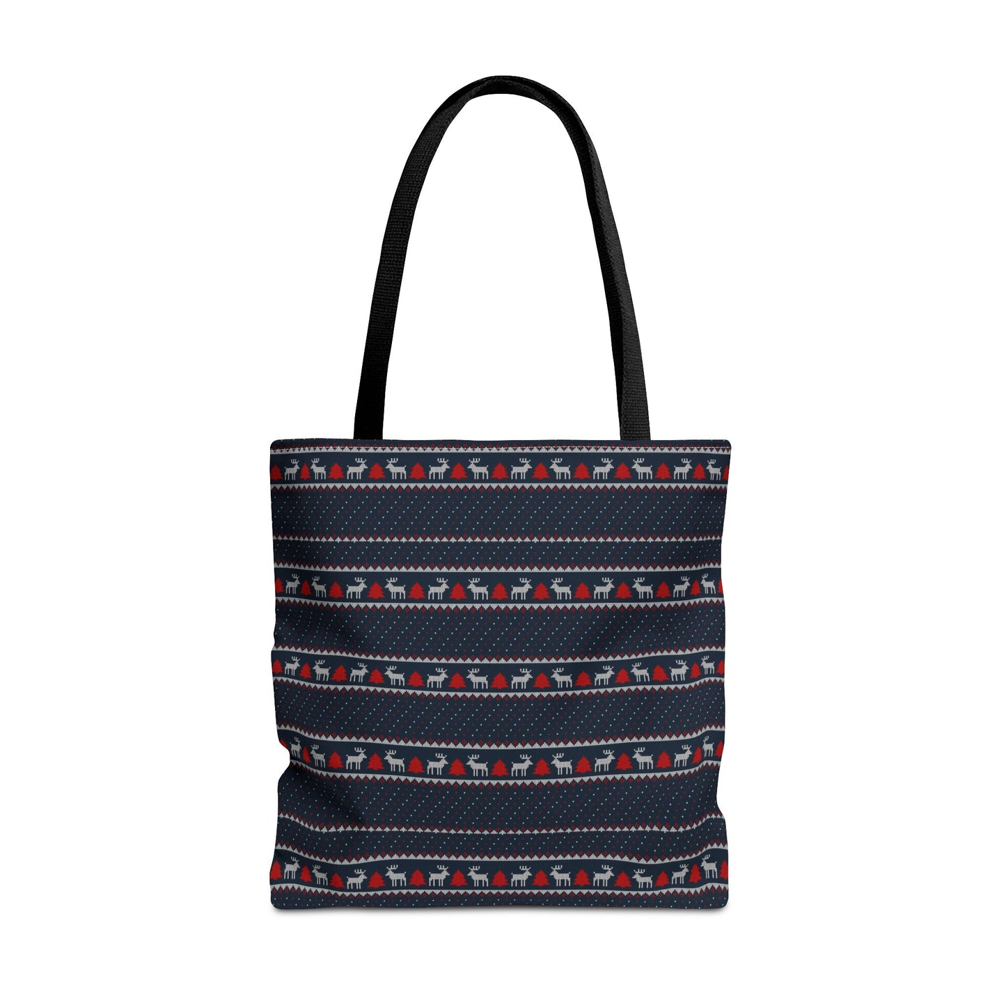 Holiday Reindeer Stripe Tote Bag — Festive Christmas Pattern Tote