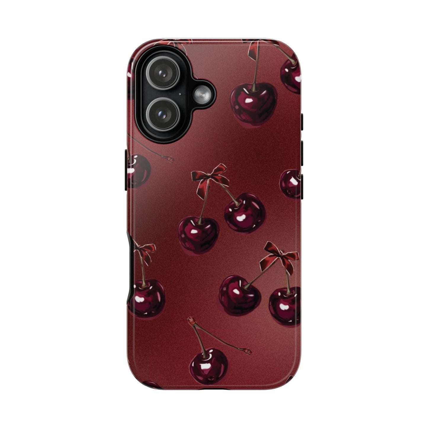 Cherry Pattern Phone Case — Retro Dark Red Cherry iPhone Cover