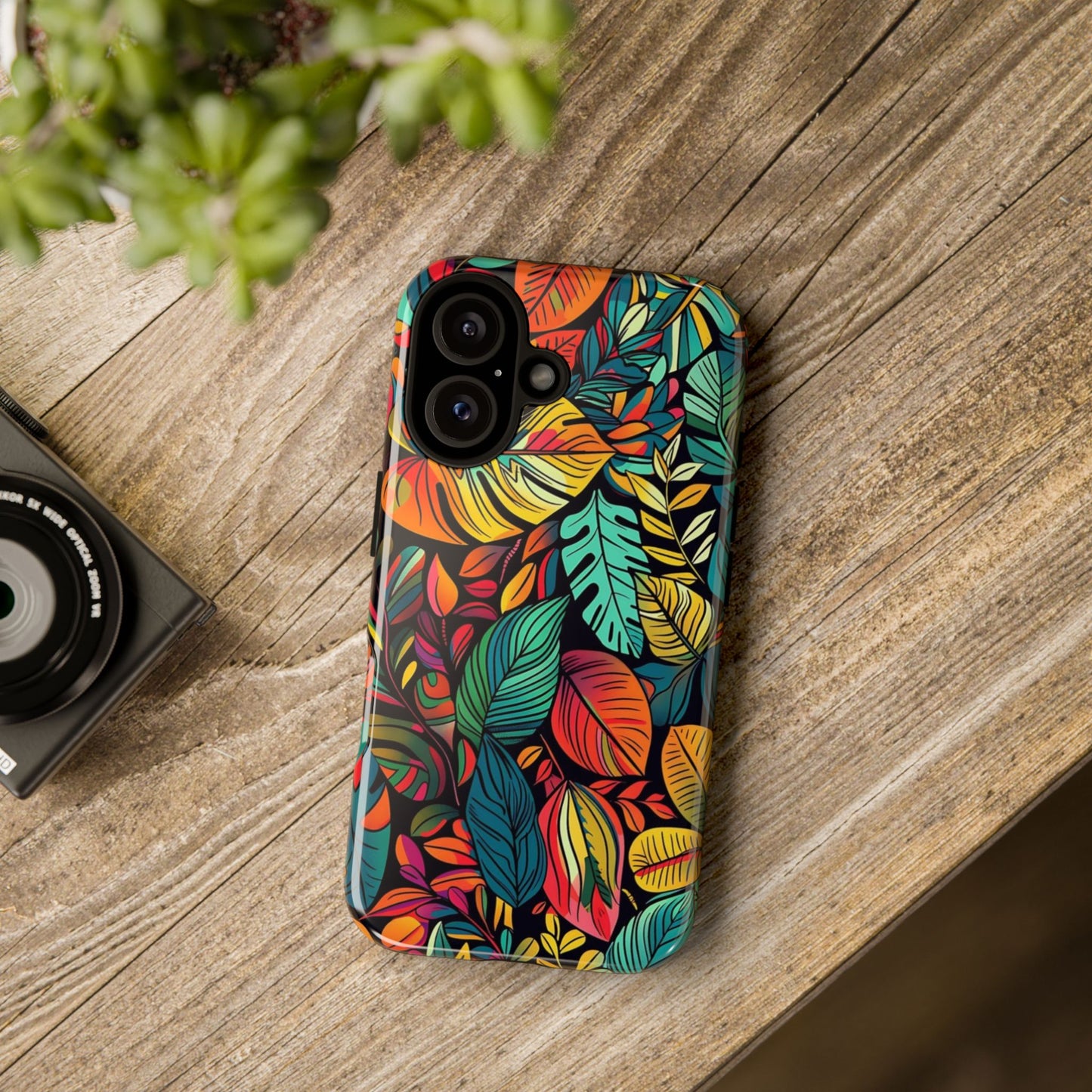 Colorful Tropical Leaves Phone Case — Vibrant Botanical Protective Cover