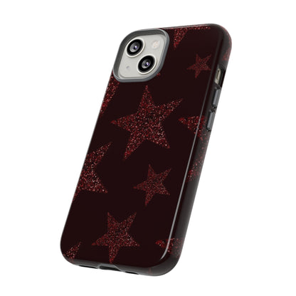 Glitter Red Star Tough Case — Shockproof iPhone Protective Cover