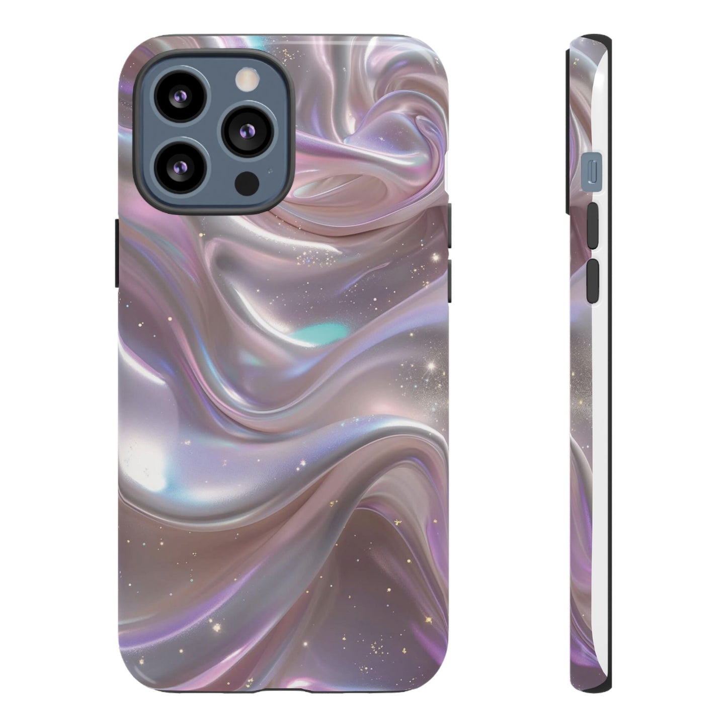 Iridescent Marble Tough Phone Case — Shimmery Swirl Protective Cover