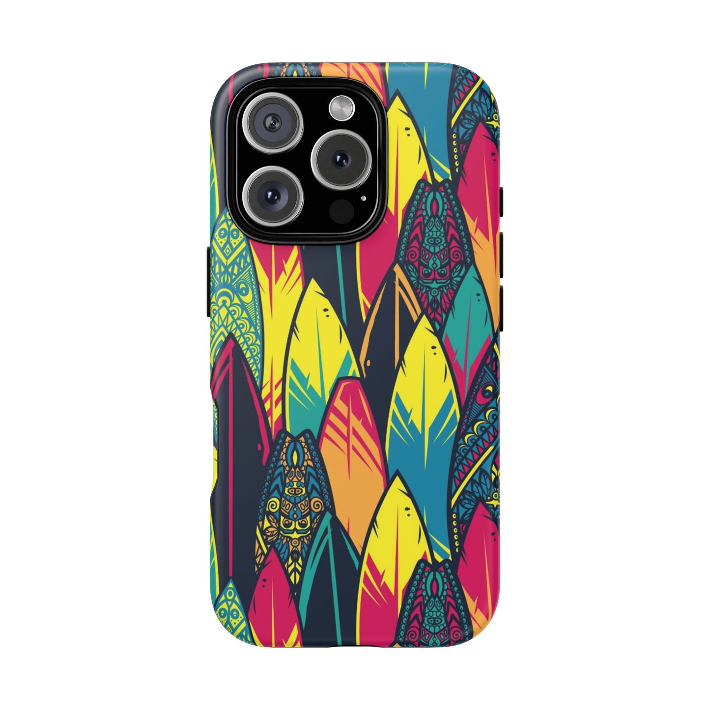 Colorful Surfboard Pattern Tough Phone Case — Tropical Beach Vibe