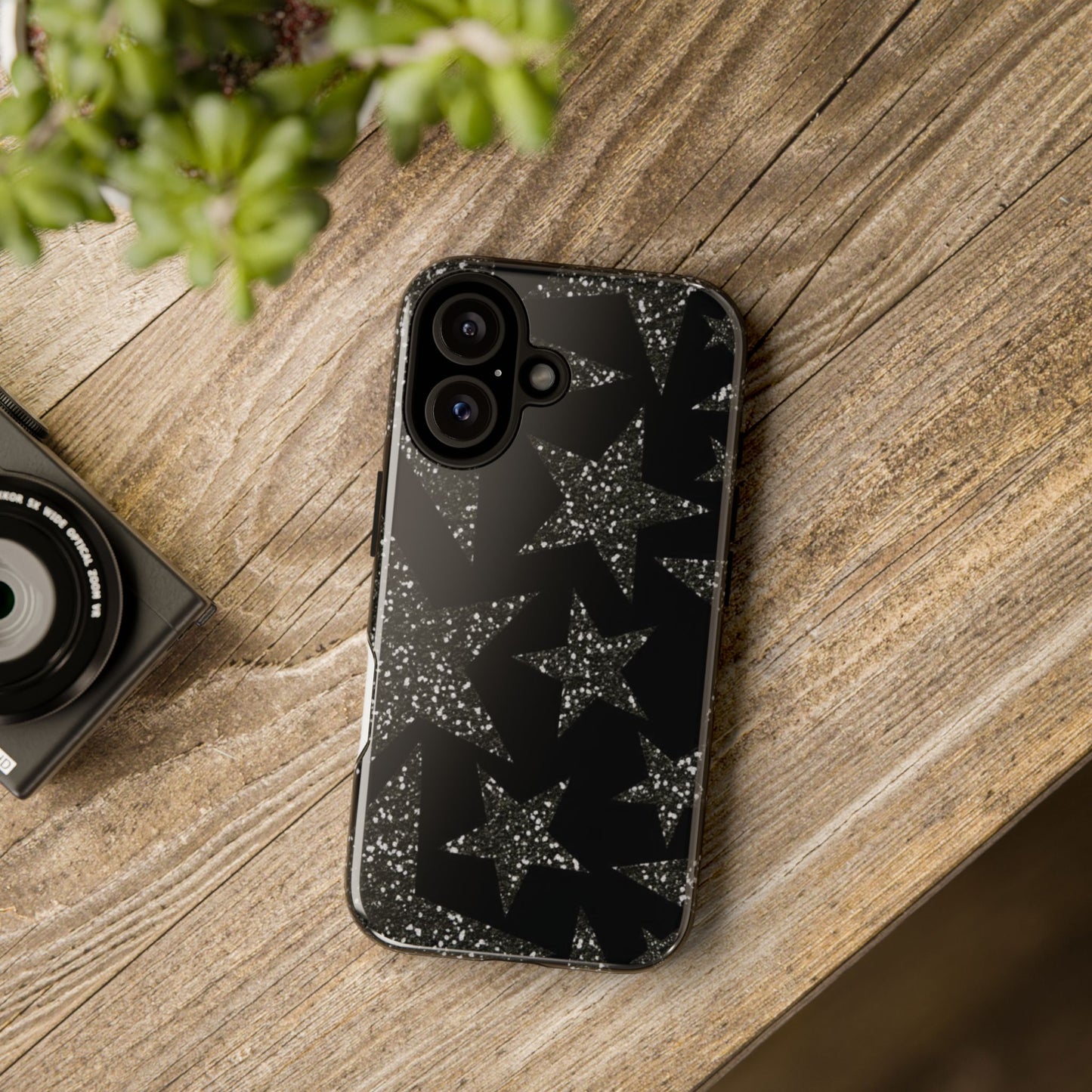Glitter Star Tough Case — Black Sparkle Phone Case