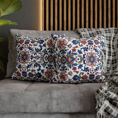 Floral Medina Decorative Pillowcase — Blue & Rust Turkish Tile Pattern