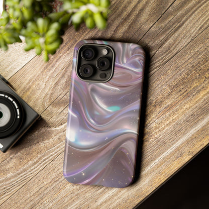 Iridescent Marble Tough Phone Case — Shimmery Swirl Protective Cover