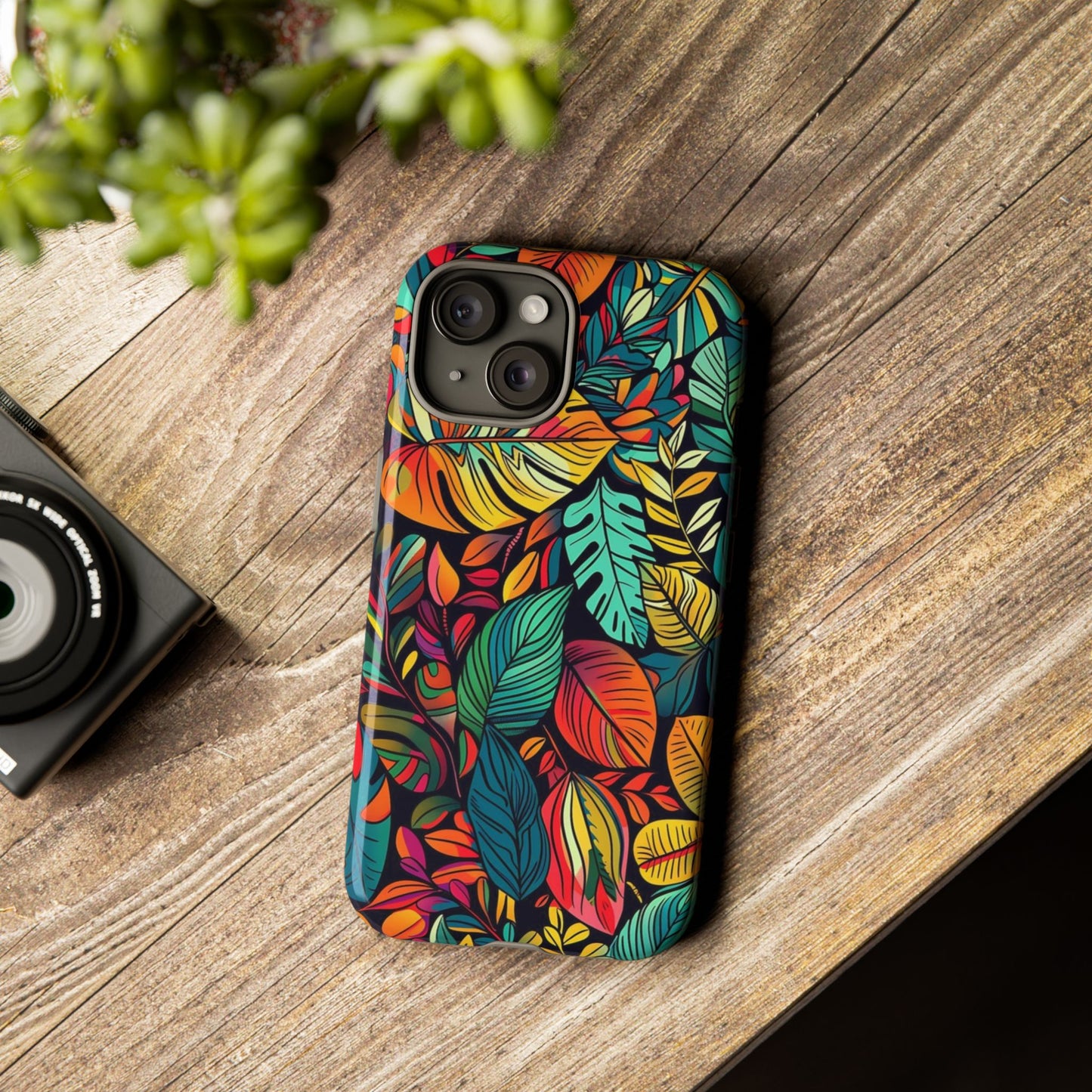 Colorful Tropical Leaves Phone Case — Vibrant Botanical Protective Cover