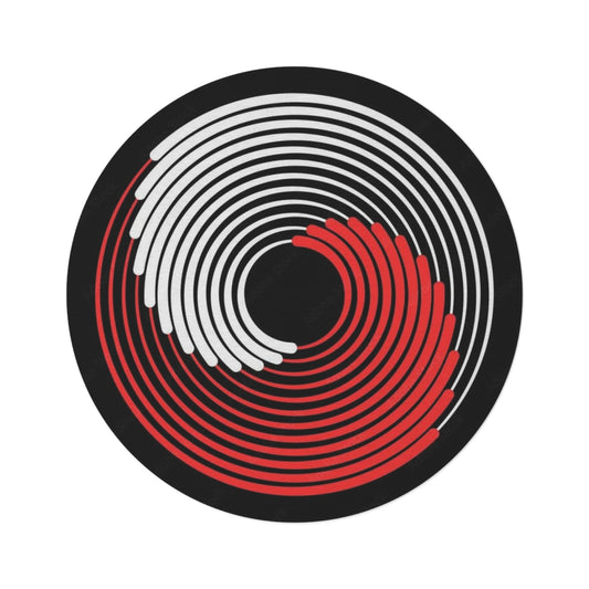 Modern Spiral Round Rug — Red & White Geometric Floor Mat