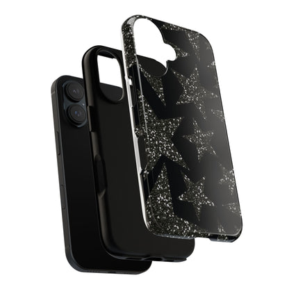 Glitter Star Tough Case — Black Sparkle Phone Case