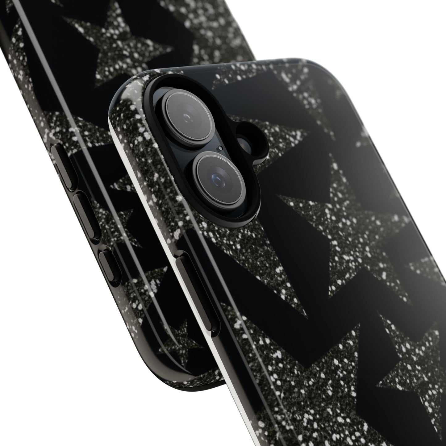 Glitter Star Tough Case — Black Sparkle Phone Case