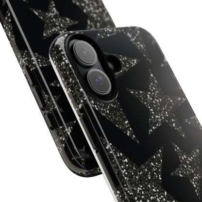Glitter Star Tough Case — Black Sparkle Phone Case
