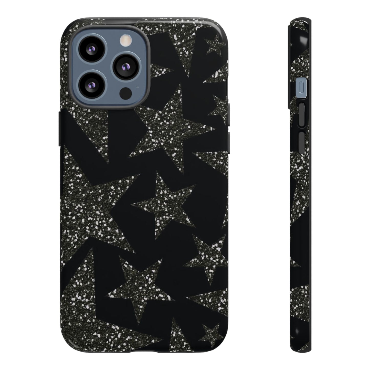 Glitter Star Tough Case — Black Sparkle Phone Case