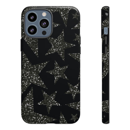 Glitter Star Tough Case — Black Sparkle Phone Case